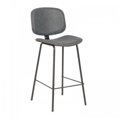 Orzo Σκαμπό ΒAR με Πλάτη Μέταλλο Βαφή Μαύρο PU Απόχρωση Vintage Grey c531075