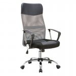 Πολυθρόνα Γραφείου Διευθυντή Βάση Χρώμιο Pvc Mesh Γκρι Μαύρο c531088