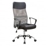 Πολυθρόνα Γραφείου Διευθυντή Βάση Χρώμιο Pvc Mesh Γκρι Μαύρο c531088