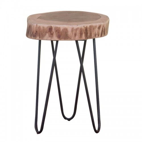 Fuoco Τραπεζάκι Σαλονιού Καθιστικού Μέταλλο Βαφή Μαύρο Ξύλο Ακακία Φυσικό c531100
