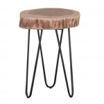 Fuoco Τραπεζάκι Σαλονιού Καθιστικού Μέταλλο Βαφή Μαύρο Ξύλο Ακακία Φυσικό c531100