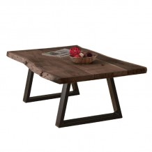 Liz Τραπεζάκι Σαλονιού Καθιστικού Μέταλλο Βαφή Μαύρο Ξύλο Ακακία Καρυδί c531103