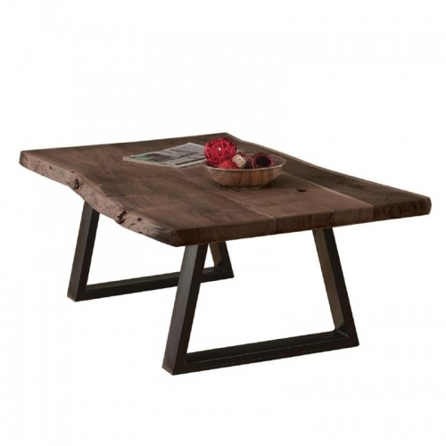 Liz Τραπεζάκι Σαλονιού Καθιστικού Μέταλλο Βαφή Μαύρο Ξύλο Ακακία Καρυδί c531103