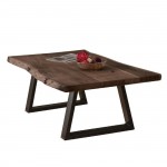 Liz Τραπεζάκι Σαλονιού Καθιστικού Μέταλλο Βαφή Μαύρο Ξύλο Ακακία Καρυδί c531103