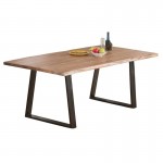 Liz Slim Τραπέζι Τραπεζαρία Σαλονιού Κουζίνας Μέταλλο Βαφή Μαύρο Ξύλο Ακακία Φυσικό c531104