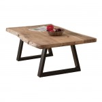 Liz Slim Τραπέζι Σαλονιού Καθιστικού Μέταλλο Βαφή Μαύρο Ξύλο Ακακία Φυσικό c531105