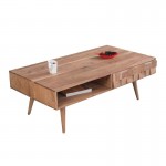 Enigma Τραπεζάκι Σαλονιού Καθιστικού με 2 Συρτάρια Ξύλο Ακακία Φυσικό c531109