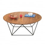 Mito Τραπεζάκι Σαλονιού Καθιστικού Μέταλλο Βαφή Μαύρο Ξύλο Ακακία Φυσικό c531110