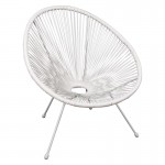 Roqueta Πολυθρόνα Μέταλλο Βαφή Άσπρο Rattan Άσπρο c531119