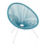Roqueta Πολυθρόνα Μέταλλο Βαφή Άσπρο Rattan Μπλε c531120