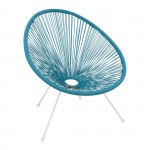Roqueta Πολυθρόνα Μέταλλο Βαφή Άσπρο Rattan Μπλε c531120