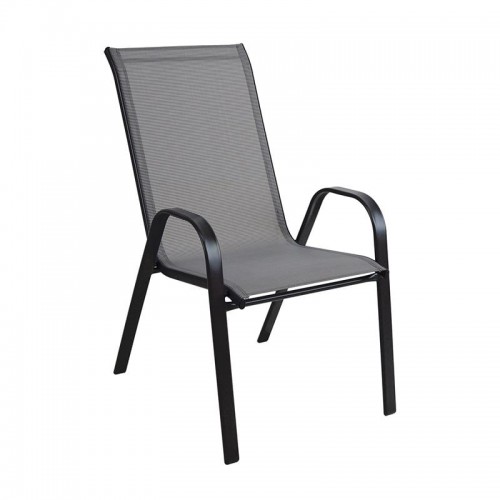 Reno Πολυθρόνα Στοιβαζόμενη Κήπου Μέταλλο Βαφή Μαύρο Textilene Γκρι 4 20kg c531124