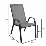 Reno Πολυθρόνα Στοιβαζόμενη Κήπου Μέταλλο Βαφή Μαύρο Textilene Γκρι 4 20kg c531124