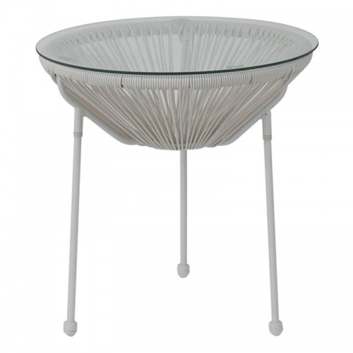 Roqueta Τραπεζάκι Μέταλλο Βαφή Άσπρο Rattan Άσπρο c531158