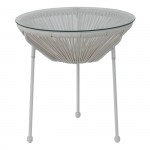 Roqueta Τραπεζάκι Μέταλλο Βαφή Άσπρο Rattan Άσπρο c531158