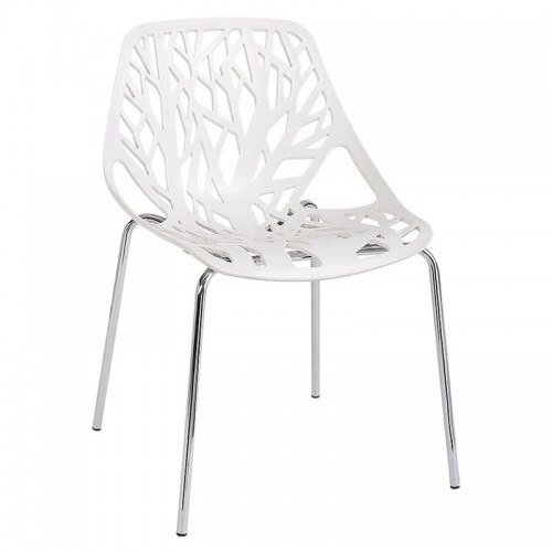 Line Καρέκλα Τραπεζαρίας Κουζίνας Μέταλλο Χρώμιο Πολυπροπυλένιο Άσπρο set 6 τεμ c531204