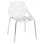 Line Καρέκλα Τραπεζαρίας Κουζίνας Μέταλλο Χρώμιο Πολυπροπυλένιο Άσπρο set 6 τεμ c531204
