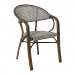 Verdi Πολυθρόνα Dining Αλουμίνιο Βαφή Καρυδί Textilene Μπεζ Στοιβαζόμενη c531230