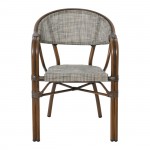 Verdi Πολυθρόνα Dining Αλουμίνιο Βαφή Καρυδί Textilene Μπεζ Στοιβαζόμενη c531230