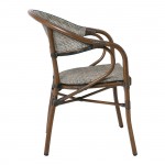 Verdi Πολυθρόνα Dining Αλουμίνιο Βαφή Καρυδί Textilene Μπεζ Στοιβαζόμενη c531230