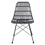 Καρέκλα Κήπου Βεράντας SALA Μέταλλο Βαφή Μαύρο Wicker Γκρι 48x59x80cm c531233