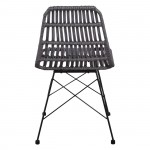Καρέκλα Κήπου Βεράντας SALA Μέταλλο Βαφή Μαύρο Wicker Γκρι 48x59x80cm c531233