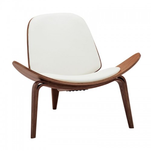 Talos Πολυθρόνα Σαλονιού Καθιστικού Καρυδί Pu Άσπρο c531284