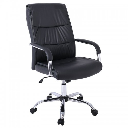 Πολυθρόνα Διευθυντή Βάση Μέταλλο Χρώμιο PU Μαύρο c531296