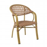 Verdi Rattan Πολυθρόνα Dining Αλουμίνιο Φυσικό Wicker Φυσικό Στοιβαζόμενη c531313