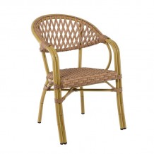 Verdi Rattan Πολυθρόνα Dining Αλουμίνιο Φυσικό Wicker Φυσικό Στοιβαζόμενη c531313
