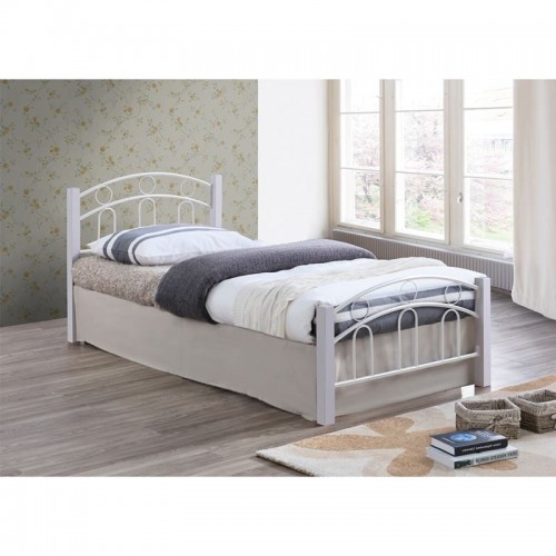 Tono Κρεβάτι Μονό για Στρώμα 90x190cm Μέταλλο Βαφή Άσπρο Ξύλο Άσπρο c531364