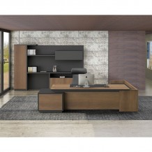 Linea Γραφείο Αριστερή Γωνία Απόχρωση Καρυδί Δρυς Μαύρο c531378