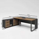 Linea Γραφείο Αναστρέψιμη Γωνία 3 Συρτάρια Ράφια Απόχρωση Καρυδί Δρυς Μαύρο c531401