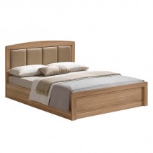 Value Κρεβάτι Διπλό για Στρώμα 160x200cm Απόχρωση Sonoma Oak Κεφαλάρι Pu Μπεζ c531416
