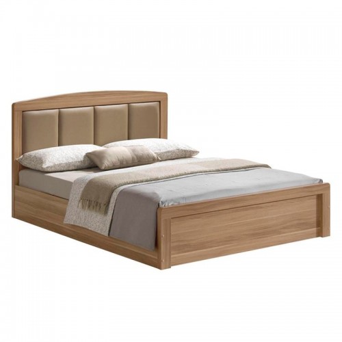 Value Κρεβάτι Διπλό για Στρώμα 160x200cm Απόχρωση Sonoma Oak Κεφαλάρι Pu Μπεζ c531416