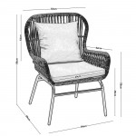 Suo MAX Πολυθρόνα Μέταλλο Βαφή Μαύρο Wicker Φυσικό Μαξιλάρι Μπεζ 64x69x89cm c531442