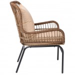 Suo MAX Πολυθρόνα Μέταλλο Βαφή Μαύρο Wicker Φυσικό Μαξιλάρι Μπεζ 64x69x89cm c531442