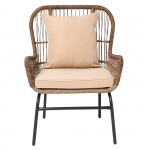 Suo MAX Πολυθρόνα Μέταλλο Βαφή Μαύρο Wicker Φυσικό Μαξιλάρι Μπεζ 64x69x89cm c531442