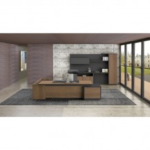 Linea Γραφείο Δεξιά Γωνία Απόχρωση Καρυδί Δρυς Μαύρο c531445