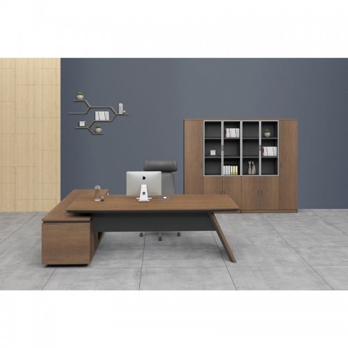 Linea Γραφείο Δεξιά Γωνία Απόχρωση Καρυδί Δρυς Μαύρο c531446