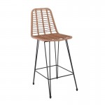 Salin Σκαμπό BAR-Pro με Πλάτη Μέταλλο Βαφή Μαύρο Wicker Φυσικό c531451