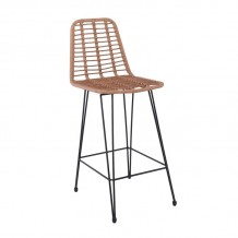 Salin Σκαμπό BAR-Pro με Πλάτη Μέταλλο Βαφή Μαύρο Wicker Φυσικό c531451