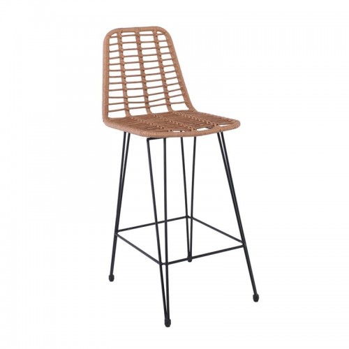 Salin Σκαμπό BAR-Pro με Πλάτη Μέταλλο Βαφή Μαύρο Wicker Φυσικό c531451