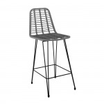 Salin Σκαμπό BAR Pro με Πλάτη Μέταλλο Βαφή Μαύρο Wicker Γκρι c531452