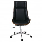 Πολυθρόνα Γραφείου Διευθυντή Μέταλλο Χρώμιο Καρυδί Pu Μαύρο c531464