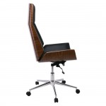 Πολυθρόνα Γραφείου Διευθυντή Μέταλλο Χρώμιο Καρυδί Pu Μαύρο c531464