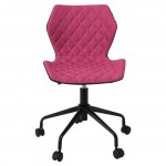 Dave Καρέκλα Γραφείου PU Μαύρο Ύφασμα Ροδί Βάση Μέταλλο Βαφή Μαύρο c531468