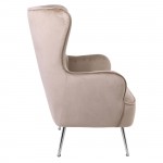 Cromio Πολυθρόνα Μπερζέρα Σαλονιού Καθιστικού Ύφασμα Ανοιχτό Καφέ Velure c531483