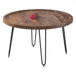 Mito Τραπεζάκι Σαλονιού Καθιστικού Μέταλλο Βαφή Μαύρο Ξύλο Ακακία Φυσικό c531489