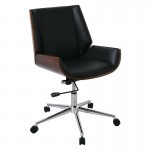 Πολυθρόνα Γραφείου Μέταλλο Χρώμιο Καρυδί Pu Μαύρο c531502